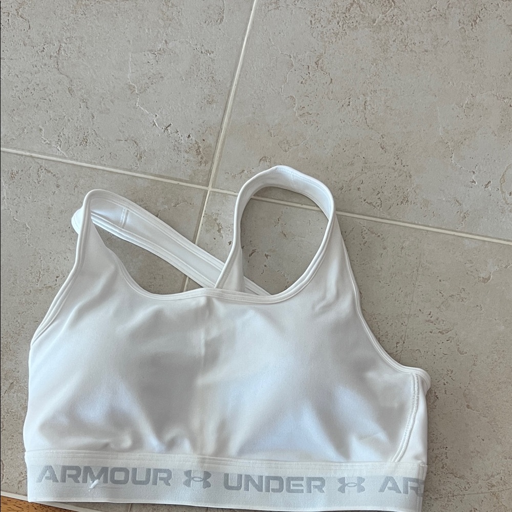Under Armour Cream Cross-Back Sports Bra
